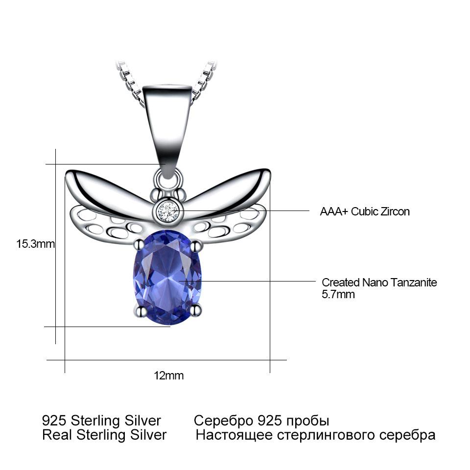 Подвеска танзанит овальная стрекоза 45 см 925 стерлингового серебра белый циркон модные ювелирные изделия ожерелья