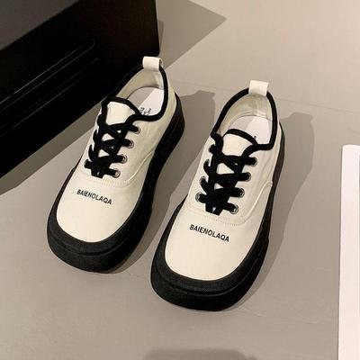 2025 летние новые квадратные туфли на шнуровке с низким верхом, женские туфли белого цвета, подходящие по цвету для женщин, для отдыха, спорта, парусиновые туфли с алфавитом