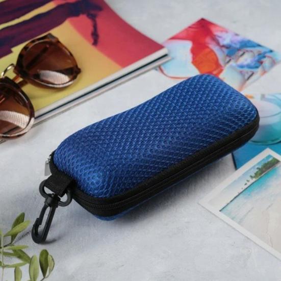 Портативный футляр для очков на молнии с металлическим карабином, высокопрочный EVA, устойчивый к сжатию, ретро-текстура под солому, спортивные аксессуары