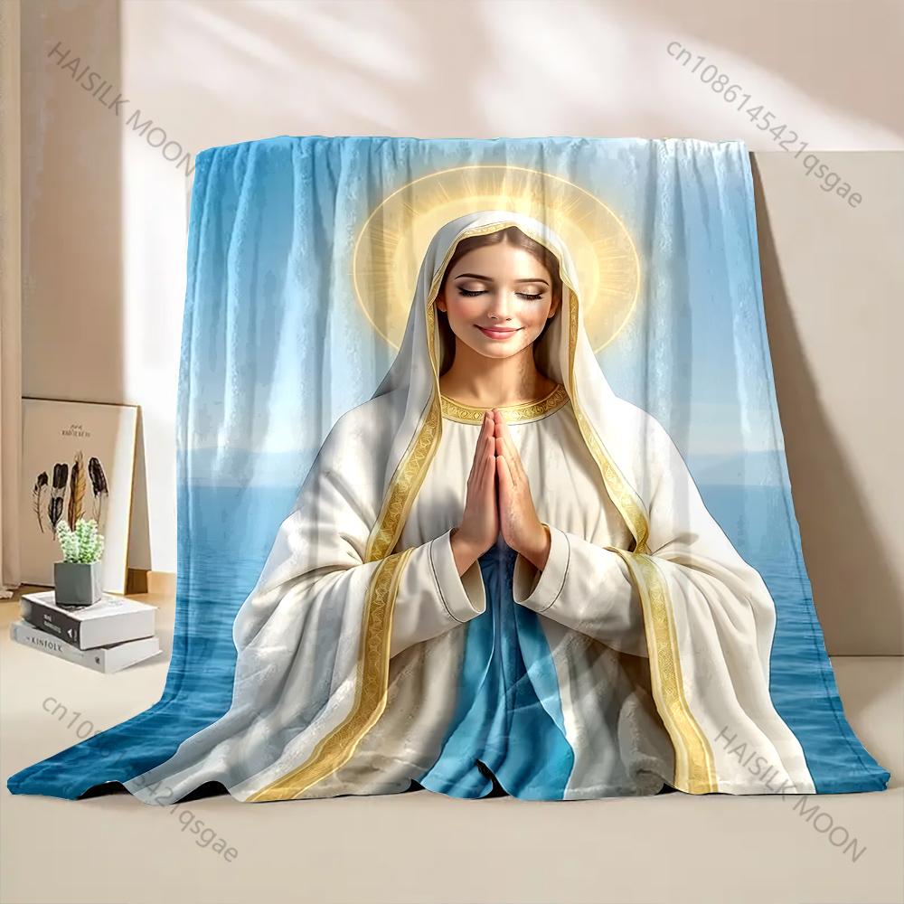 1PC Praying saintly figure Print Blanket Warm Soft Fluffy Kids and Adult Sofa Bed Throw Blanket Outdoor Travel Camping RV