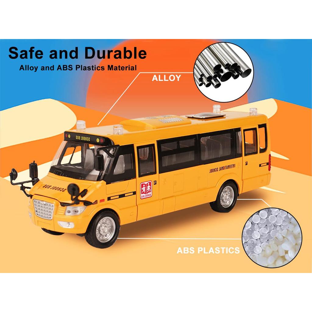 1/32 школьный автобус, игрушки для малышей, 9-дюймовые откидные желтые игрушечные автобусы, литые под давлением машинки со звуками, подсветкой и открытыми дверями, день рождения для мальчиков, девочек, детей