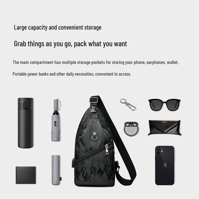 Hengyuanxiang Men's Casual Multi-functional Chest Bag