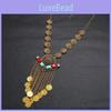 Multilayer Women Retro Coin Long Pendant Necklace With Alloy Waterfall Chain