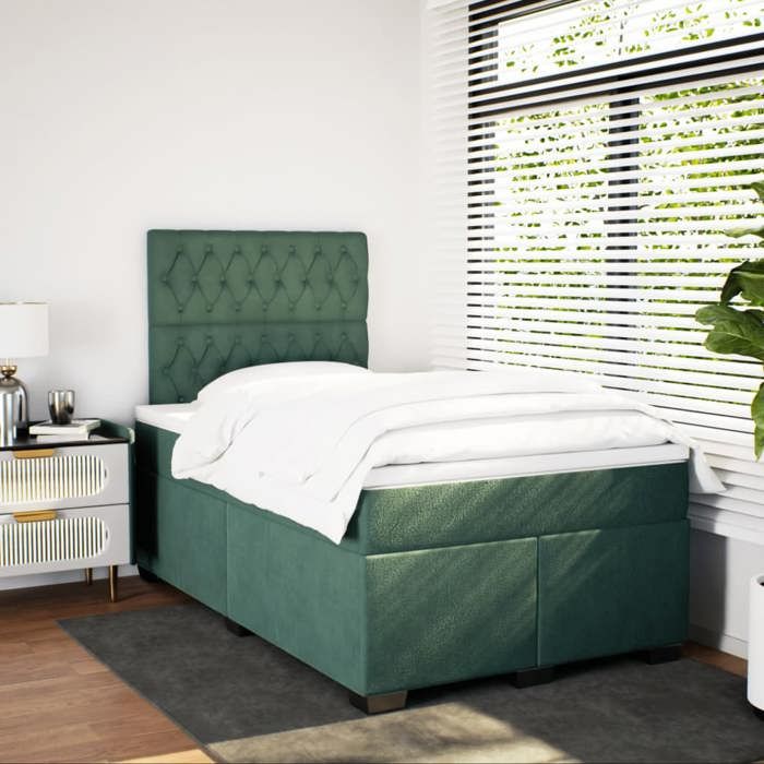 Maison Exclusive - Sommier à lattes de lit et matelas Vert foncé 120x200cm Velours