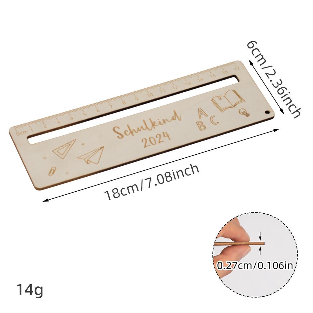 1 Piece Cute Cartoon Wood Straight Ruler Kawaii Tools Stationery Cartoon Drawing Christmas Gift Office School Measuring