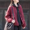 Johnature Women Vintage Linen Parkas Stand Long Sleeve Button Plus Cotton Warm Coat Winter Solid Color Chinese Style Parkas