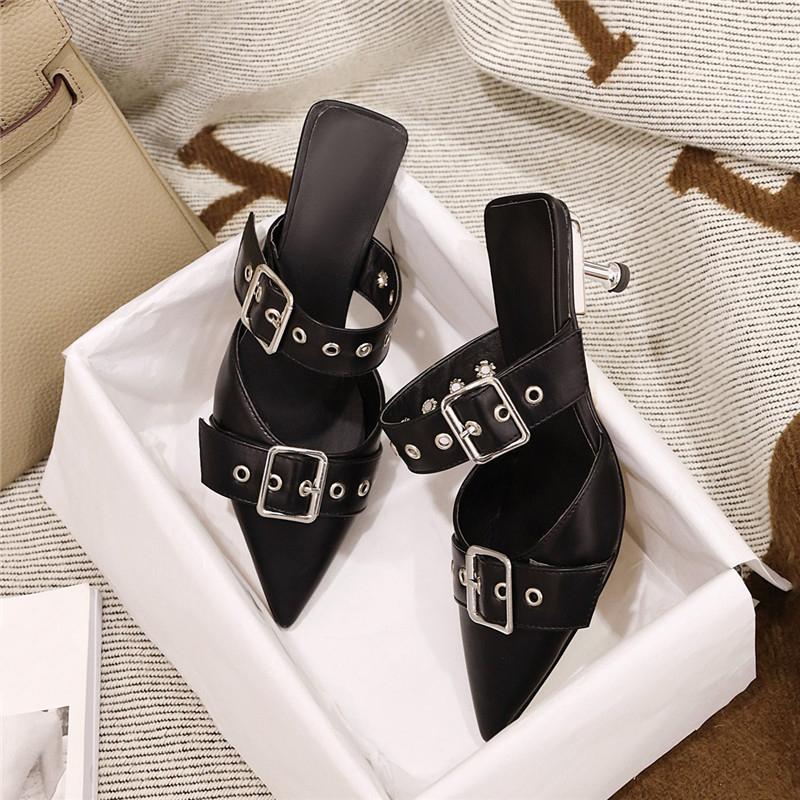 Женские туфли на высоком каблуке, летние, новые, в европейском и американском стиле, сексуальные, на маленьком тонком каблуке, большого размера, туфли Muller