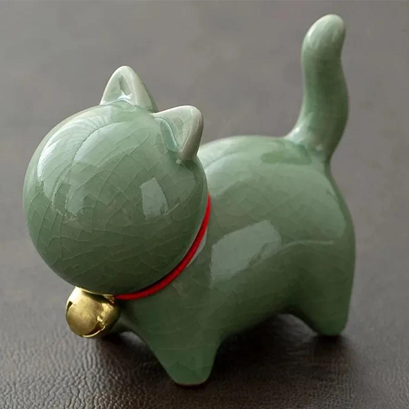 Творческая керамика Милый котенок Орнамент Животное Микро Пейзаж Чай Питомец Украшения для Домашнего Стола Чайный Набор Аксессуары Чайная Игра