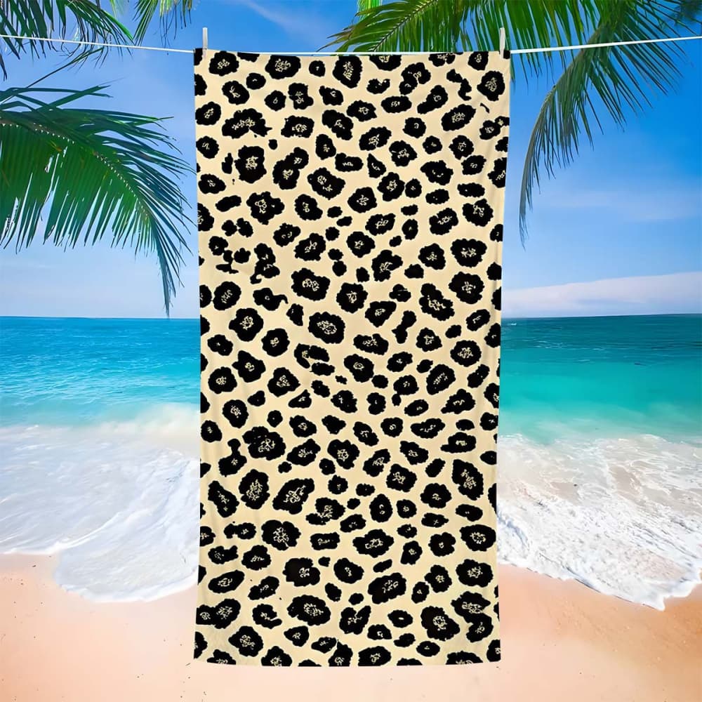 Leopard Zebra Print Beach Towel - Animal Pattern Microfiber Towel, Quick Dry Sand-Free for Swimming & Travel