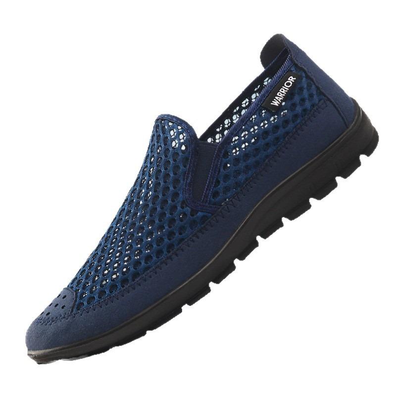 Мужская обувь новая летняя дышащая сетчатая обувь на одну педаль для пожилых людей повседневная и легкая обувь