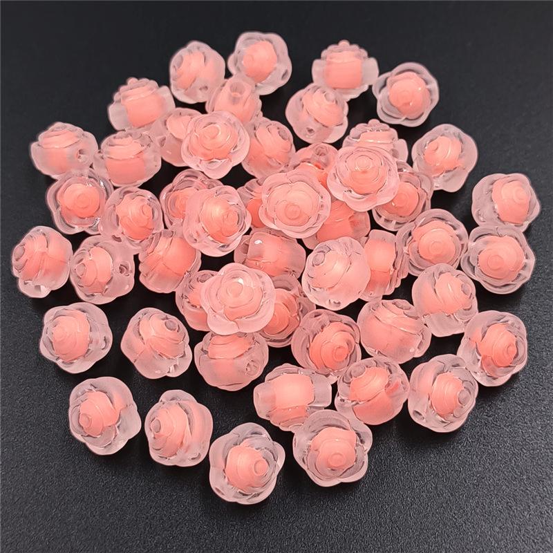 Multicolor Sandwich Rose Flower Beads Creative 11mm for Bracelet Necklace Making Handmade Material Pendants Transparent Matte DIY Jewelry Accessories