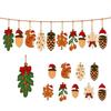 Flat Wooden Christmas Hanging Ornaments with, Set of 8 for Holiday Tree Decor