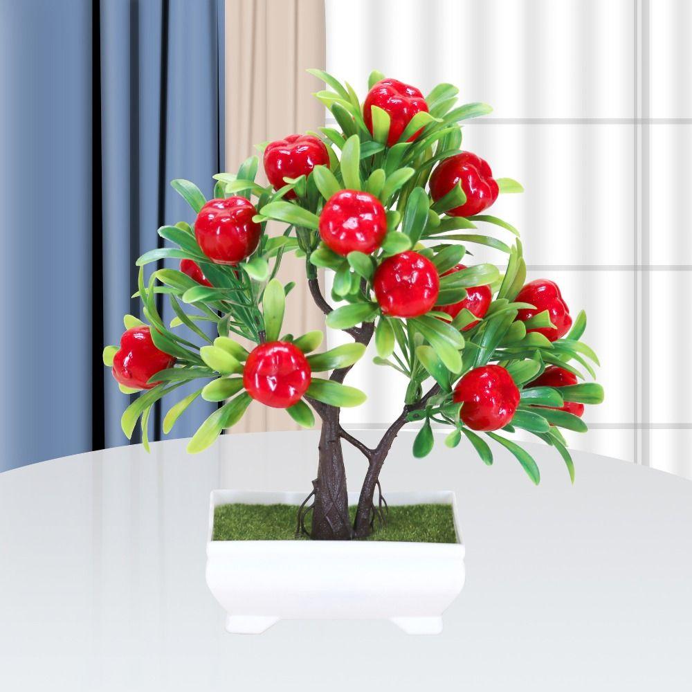 Plastic Artificial Fruit Plant Potted Realistic Orange Tree Bonsai Simulation Lemon Tree Garden