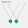 925 Sterling Silver Gold Mint Green Zircon Pendant Necklace Women 2023 Luxury Fine Jewelry Gift Punk Jewelry