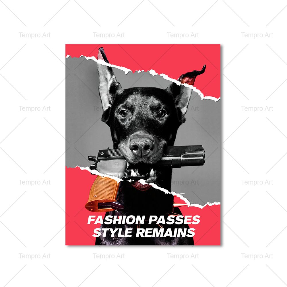 Hypebeast современный черно-белый пистолет Добермана Роскошные модные постеры с принтами на холсте настенная живопись картина в скандинавском стиле для комнаты домашний декор