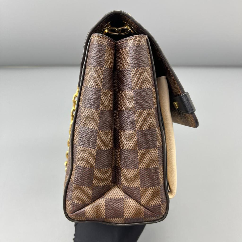 [Pre-Owned] Vavin Classic Metal Lock Coated Canvas And Grainy Calfskin Chain Shoulder Bag Crossbody Bag Small - Very Good #10X7QN5