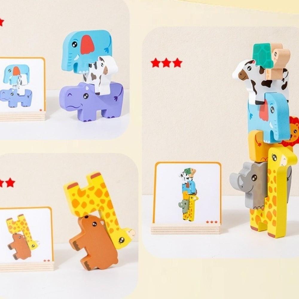 Stacking Layer Wooden Animal Stacking Block Montessori Educational Toys Montessori Training