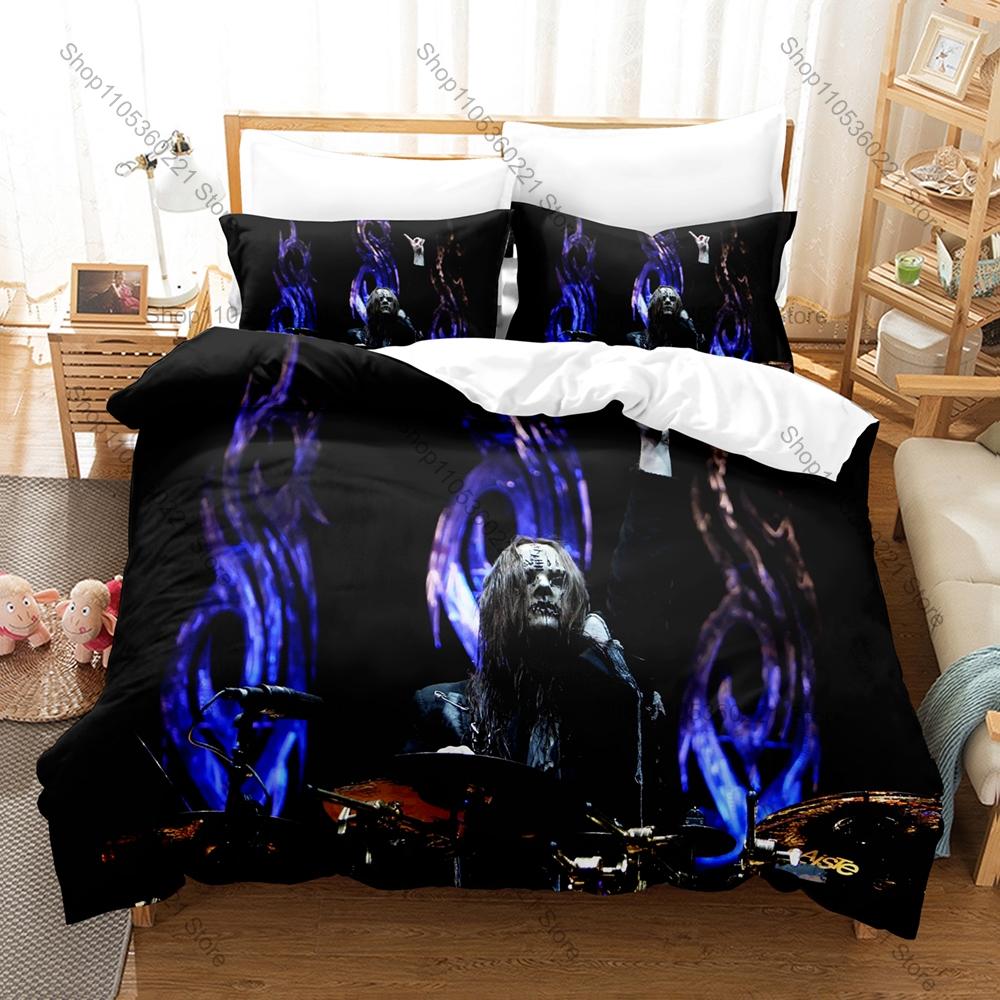 Slipknot 3PCS Bedding Set, Duvet Cover + 2 Pillowcases, Nu Metal Band Print Soft Microfiber for Rock Music Fans Decor