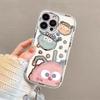 Cute Briquette Suitable for Apple 16promax Mobile Phone Case Painted with Bracelet 15pro Cartoon Cream Mirror 14p