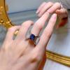 Fashion 18K White Gold 7*9MM Sapphire Faceted Gemstone Ring Engagement Anniversary Gift 925 Sterling Silver Jewelry