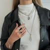 Salircon Новая Мода 3 шт./комплект Роскошный Черный Стразы Акриловый Подвеска Чокер Ожерелье Браслет Кольца Набор Украшений для Женщин