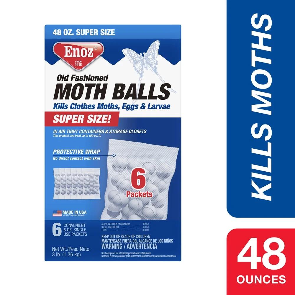 Moth Balls Preventive 48oz Long Term Storage Kills Moths Eggs Larvae EPA Approved Protective Wrap Ideal Clothing Chests Drawers