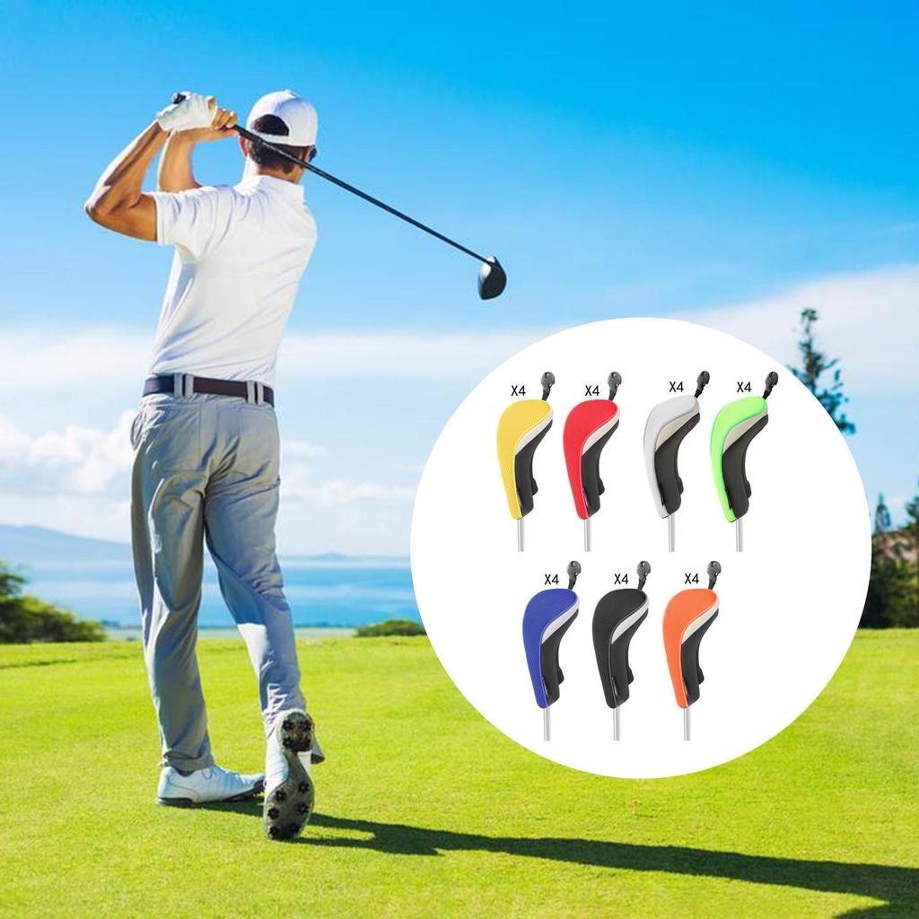 4 Heavy Duty Hybrid Golf Covers with Interchangeable No. of Labels Set Head Cover Utility for