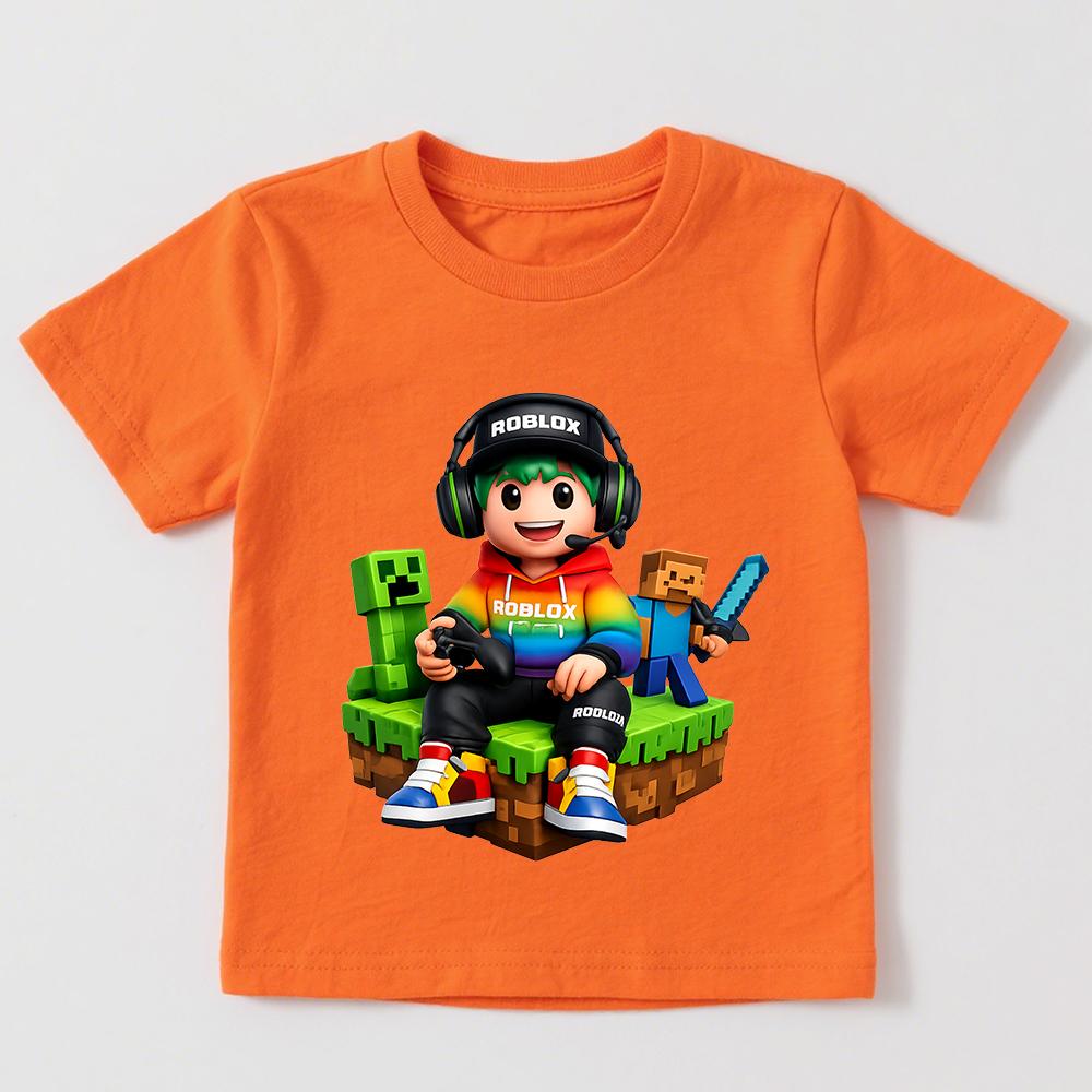 Футболки с принтом игры Roblox для мальчиков, девочек, детей, с коротким рукавом, детская повседневная одежда