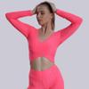 Одежда для йоги Bubble Top Cross Fitness Sexy Crop Solid Color Yoga Long Sleeve Woman
