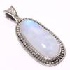 Natural Rainbow Moonstone Gemstone 925 Solid Sterling Silver Pendant 1.46" I5E22
