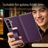 Luxury Genuine Leather Magnetic Flip Case for Samsung Z Fold 8 & Fold8 Ultra Fold7 Dual Hinge,Wrist Strap Ring Holder Stand Case
