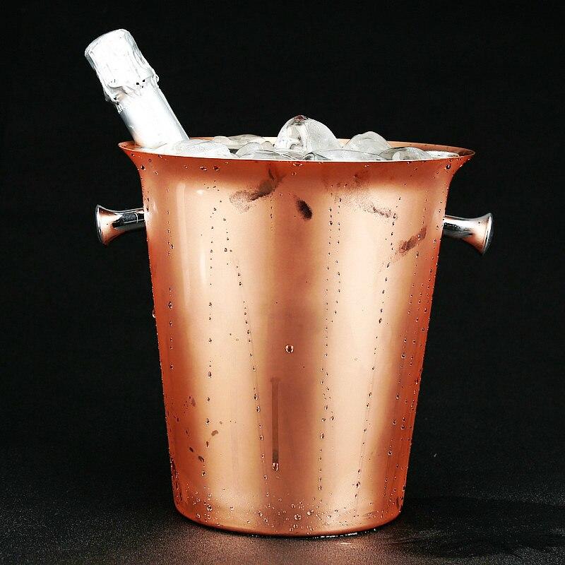 5L Stainless Steel Ice Bucket Gilded Copper Champagne Bucket Champagne Bucket | Ice Bucket and Clamps