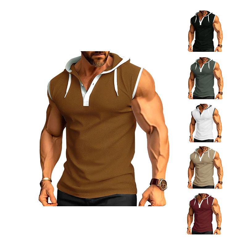 European and American Style Men's Summer Waistcoat Hooded Sleeveless Vest Fashion Casual Tank Top
