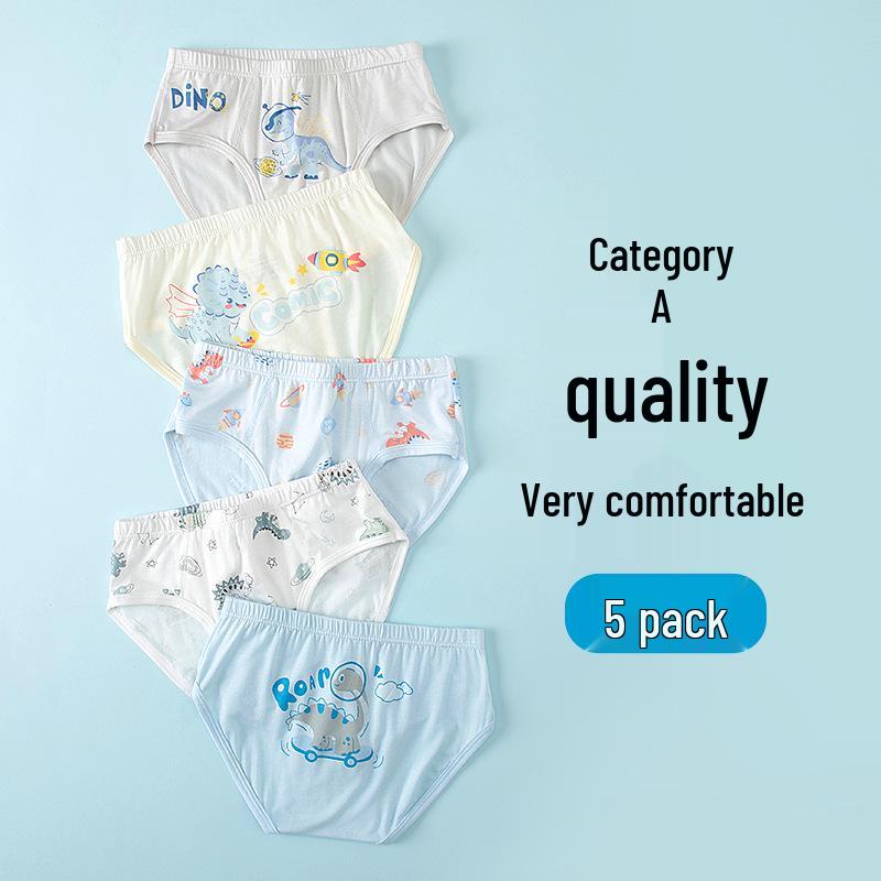 Осенне-Зимний Набор Треугольного Нижнего Белья для Мальчиков с Мультяшным Принтом из Хлопка и Модала