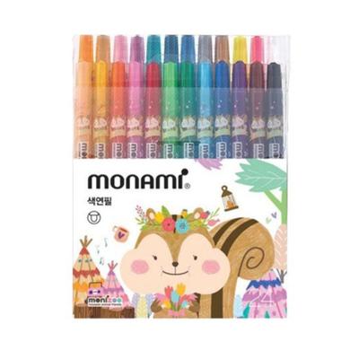 Цветные карандаши Monami Plastic Twist Up Crayons, набор разных цветов 24 ручки Twistables