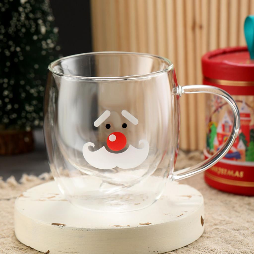 Christmas Thick Transparent Water Cup - Double-layer Vintage Glassware Christmas Water-saving Cup - Suitable For Home, , And As A Gift