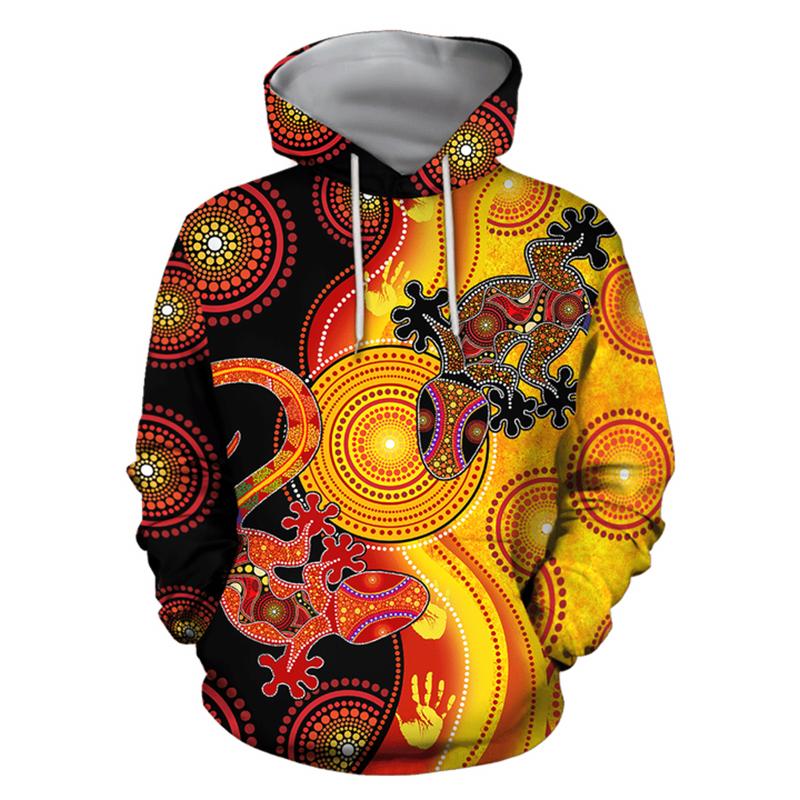 Новые толстовки и свитшоты Aboriginal Australia Indigenous Lizards And The Sun 3D Printed Hoody For Men Y2k Pullover Coat