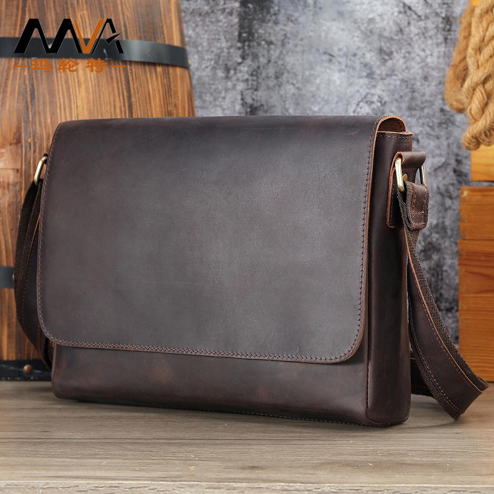 Мужская сумка Мужская кожаная сумка через плечо Большая вместительная сумка на плечо Мужская винтажная сумка из воловьей кожи