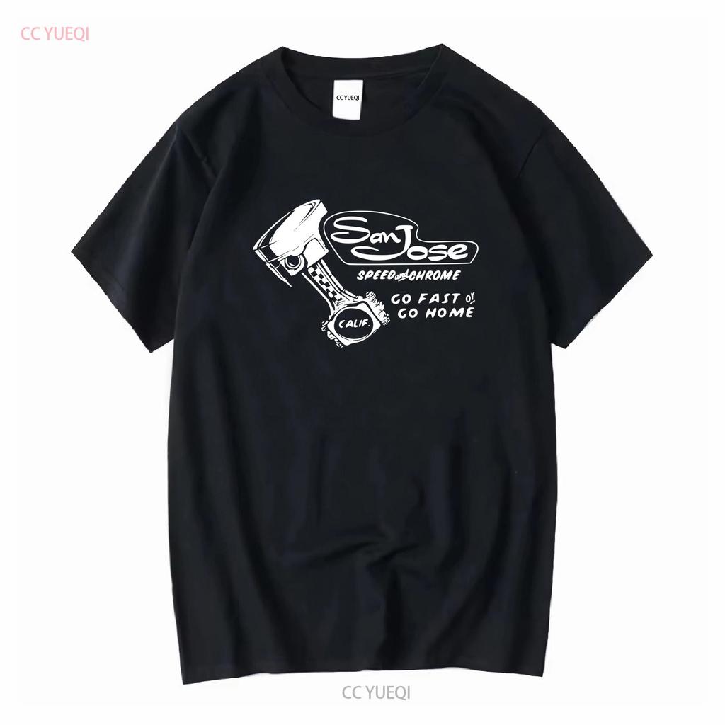 SAN JOSE SPEED CHROME SHOP Ретро Золотая Футболка калифорния горячий rat rod машина винтажный Стираный Универсальный Слегка Удобный муж