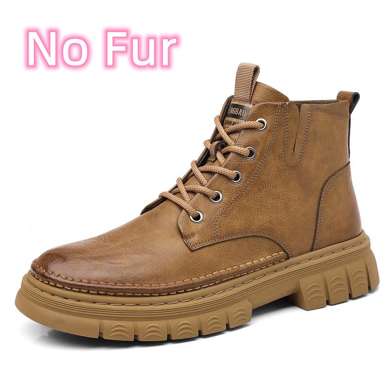 Classic Mens Sneakers Fashion Motocross Boots Lace Up Non-Slip Ankle Boots Winter Plush Snow Boots Mens High Top Outdoor Shoes