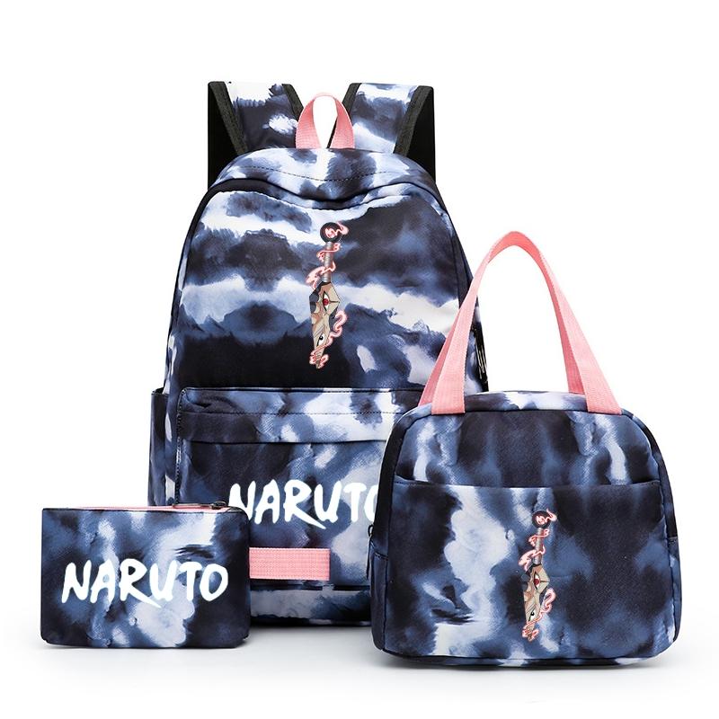3Pcs/set Anime Naruto Backpack Back To Schoobag with Lunch Bag for Teen Gir Boy Student Bookbag Men Women Leisure Travel Bag