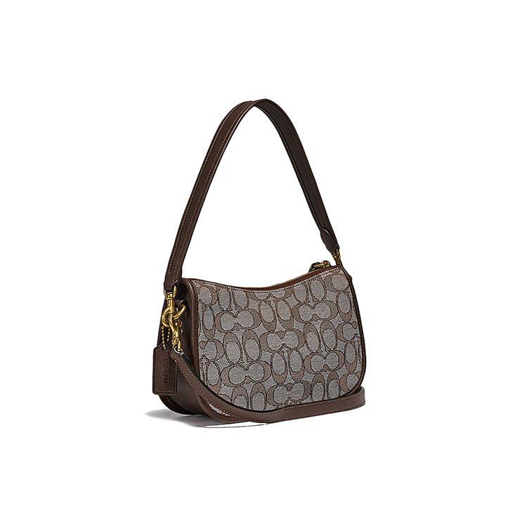 COACH Swinger Classic Jacquard Fabric With Leather Shoulder Bag, Pochette, Handbag, Crossbody Bag, Shoulder Bag Women's C0721-B4S0M