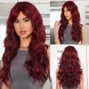 Бордовый цвет Полная Голова Типа Девичья Группа Cos Большая Волна Стиль Модные Натуральные Парики