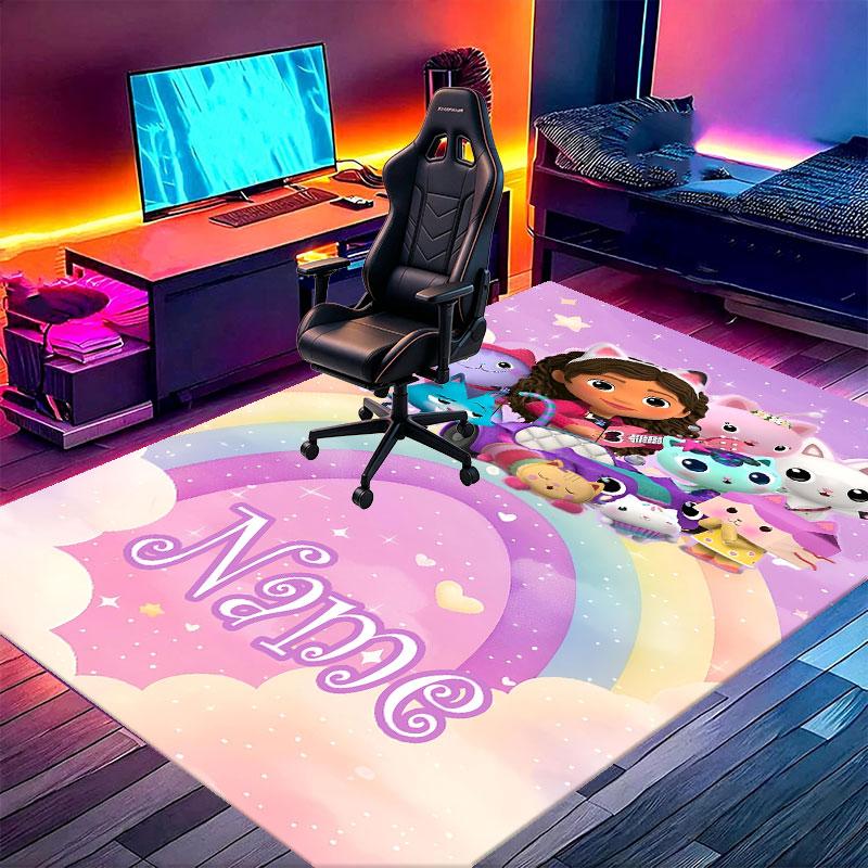 Custom Name Personalized Gabby's Dollhouse Print Carpet, Versatile Home Decor Rug, for Playroom, Apartment, Balcony, Entryway, Hallway Gift