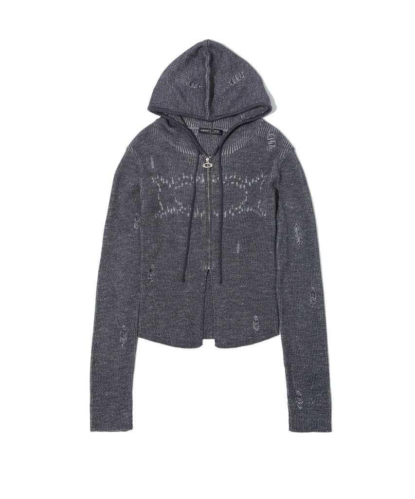 CRITIC Wormhole Hoodied Knit(For Women) Charcoal