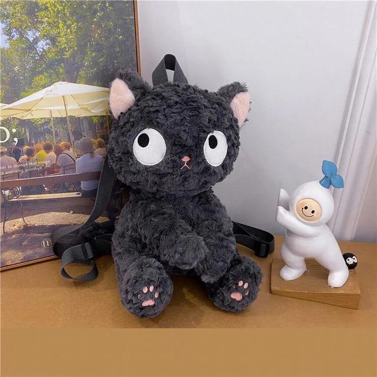 2025 Милый плюшевый детский школьный рюкзак с изображением котенка, черного кота, детская сумка, мультяшный подарок на день рождения, рюкзак с изображением маленькой куклы-кошки