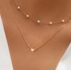 Trendy Double-Layer Necklace: Copper Peach Heart & Imitation Pearl Clavicle Chain