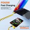 4 в 1 65 В Пружинный Короткий Кабель для Данных Многопортовый USB Type-C Быстрая Зарядка Кабель для Данных Для iPhone 17 16 Xiaomi Samsung PD 27 В Провод
