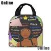 African American Black Girl Lunch Bag Compact Tote Bag Reusable Lunch Box Container For Women Men School Office Work