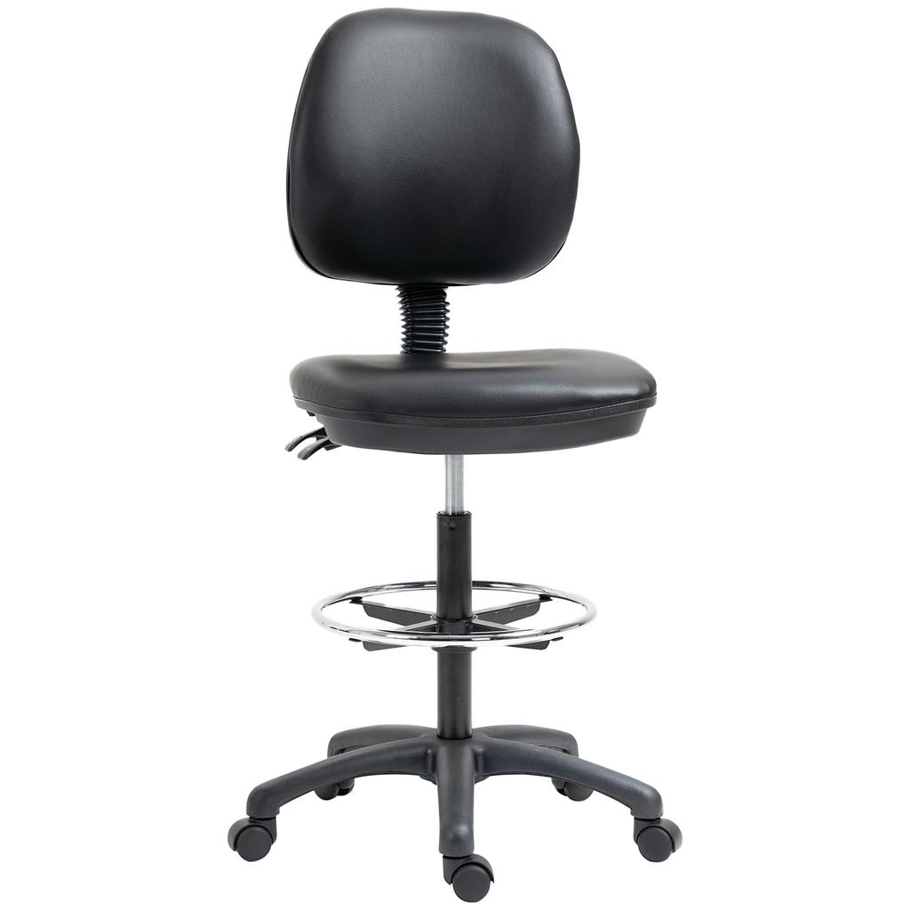 Height Adjustable Rolling Stool 69 91 Cm With Reclining Backrest And Adjustable Footrest